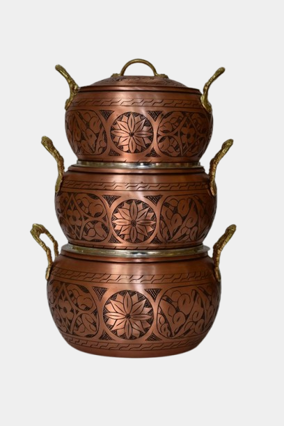 Copper Pots with Brass Handle